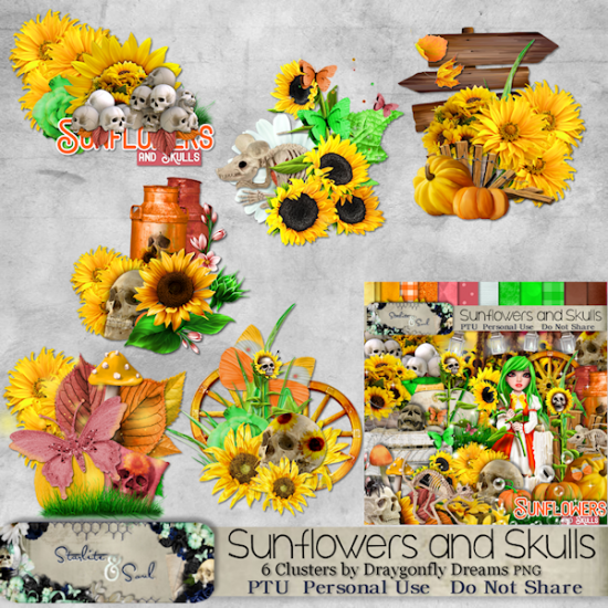 Sunflowers and Skulls Clusters - Click Image to Close
