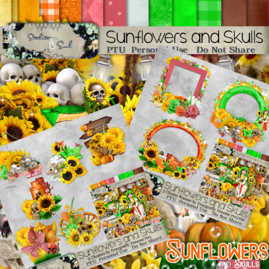 Sunflowers and Skulls Bundle - Click Image to Close