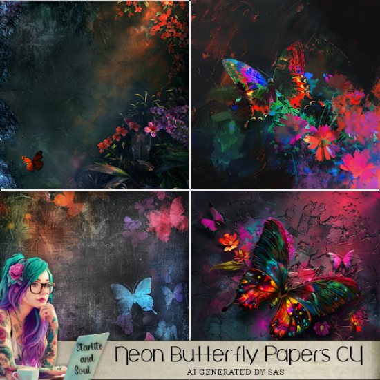 Neon Butterfly CU Backgrounds - Click Image to Close