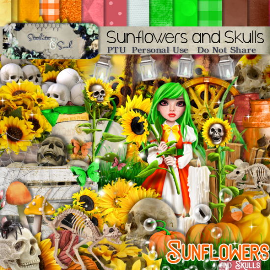 Sunflowers and Skulls - Click Image to Close