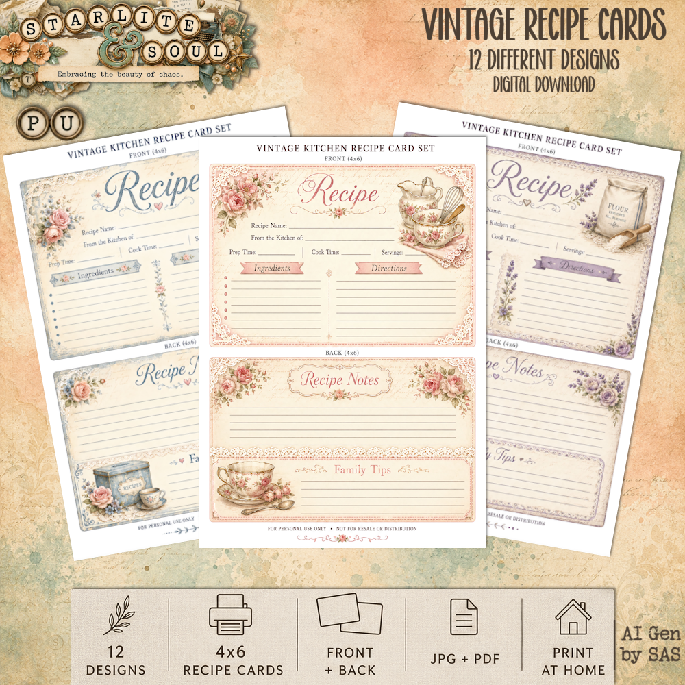 SS_VintageCard_Printables_Prev Vintage Kitchen Recipe Cards - Image 1